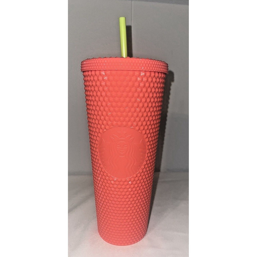 Starbucks Summer 2022 Studded Dragon Fruit Coral Tumbler Cold Cup 24oz Venti NEW